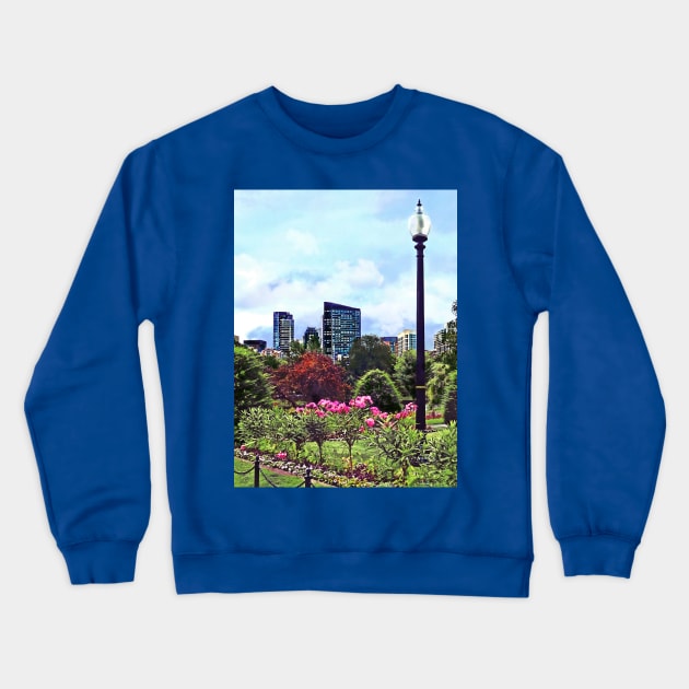 Boston MA - Boston Commons and Skyline Crewneck Sweatshirt by SusanSavad